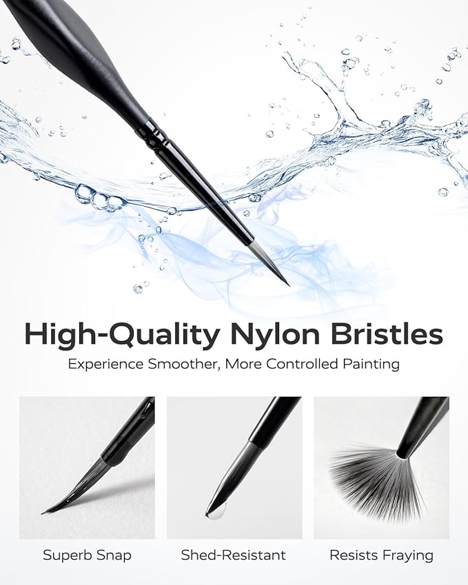 JusArt 10-Piece Detail Paint Brush Set, Miniature Paint Brushes for Models, Acrylic Oil Watercolor, Professional Fine Detail Brushes for Adults & Miniature Painters