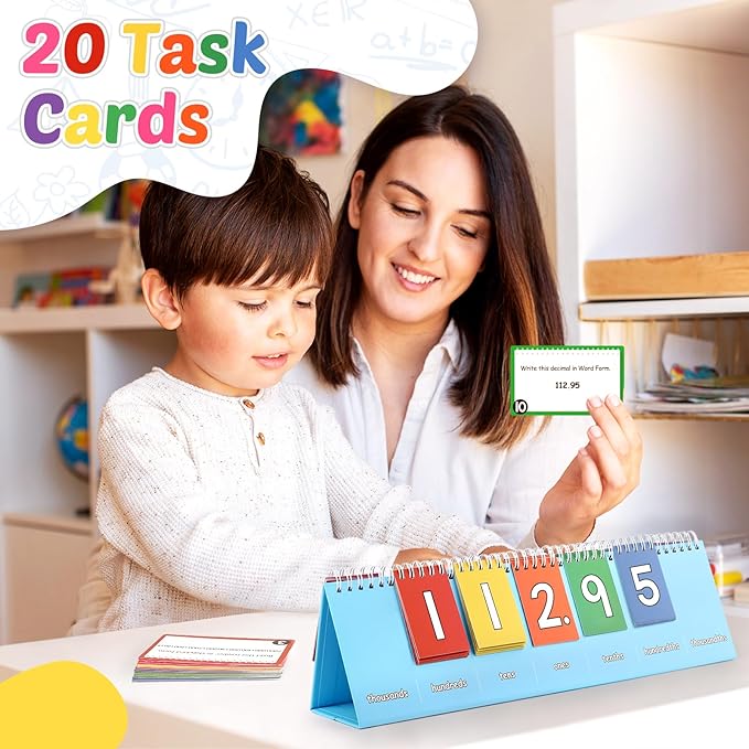 Aizweb Student Place Value Flip Chart,Math Manipulatives,Double-Sided with Whole Number & Decimals,1st 2nd 3rd Grade Classroom Must Haves,Homeschool Teacher Back to School Supplies Teaching Essentials