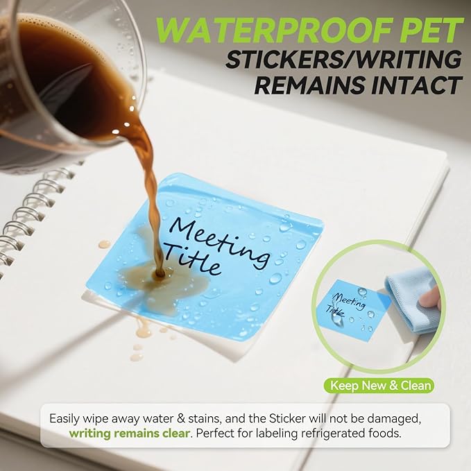 Transparent Sticky Notes with Marker Pen, Tecolu 7 Pads Clear Sticky Notes Sets, 5X The Sticking Power Translucent Sticky Note Pad, Waterproof & See-Through Sticky Notes