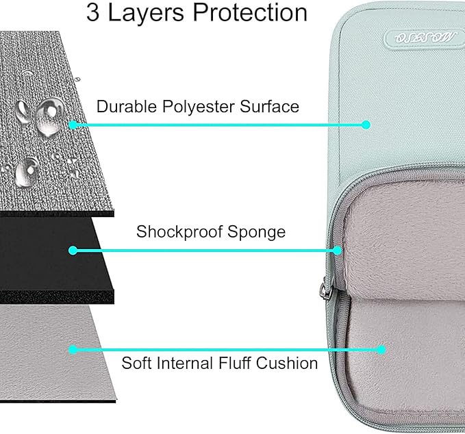 MOSISO Laptop Case 13 inch, 13 inch Laptop Sleeve Compatible with MacBook Air M4 M3 M2 M1 2025-2018 / Pro M2 M1 2025-2016, Polyester Vertical Computer Sleeve Bag with Pocket, Mint Green