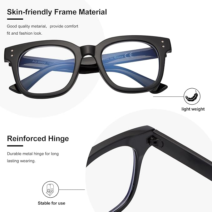 Madison Avenue Blue Light Blocking Glasses Oversized Fashion Blue Light Blocker for Women Anti Eyestrain & UV Protection Computer Eyeglasses (Black)