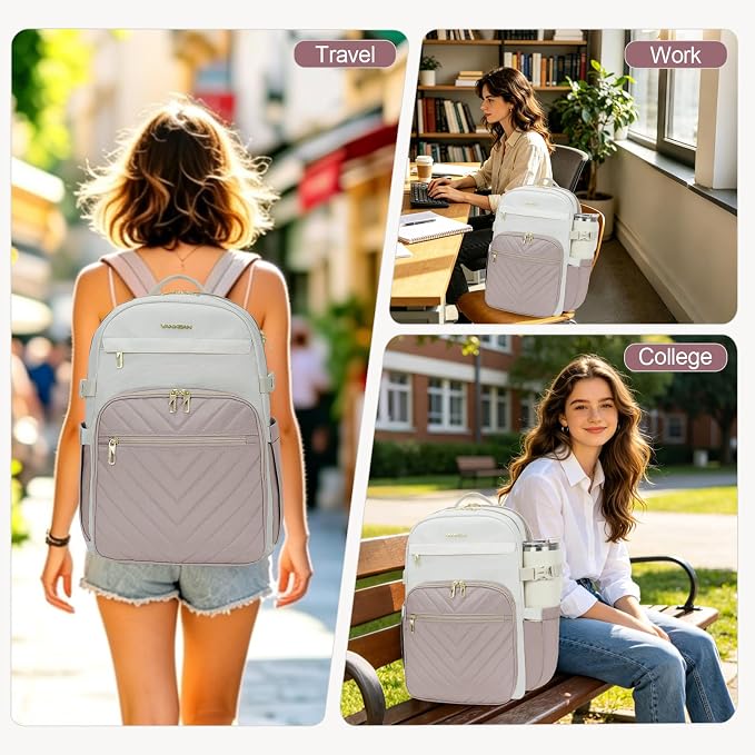 VANKEAN 17.3 Inch Laptop Backpack for Women Large Capacity | Waterproof Backpacks Stylish Travel Bags Casual Daypacks for College, Business