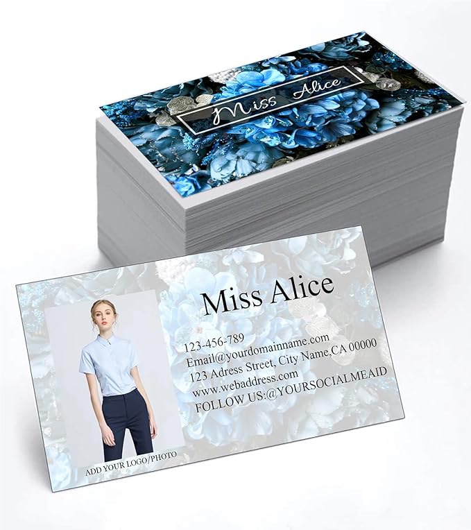 Customized Name Cards 500 PCS, Customized Design with Picture Texture All Business Designs cards No Additional Charge (Color-P)