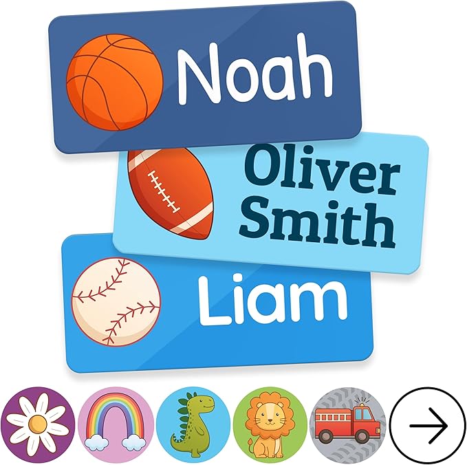 TagBuddy® Personalized Daycare Name Labels for Kids [70pcs] - Waterproof Name Stickers for School, Baby Bottles & Clothing - Custom Name Stickers - Washable Stick On Labels (1.2”x0.5”)