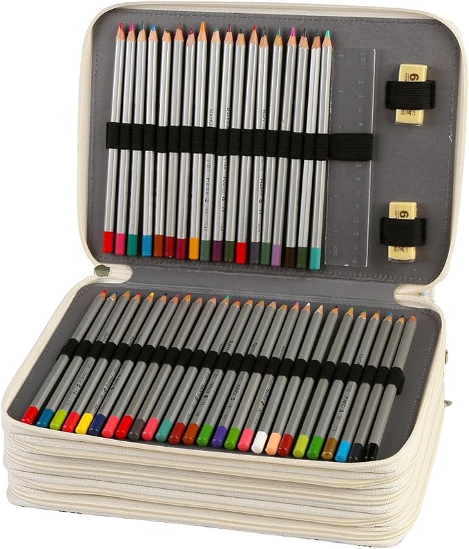 Portable Colored 250 Slots Pencil case Organizer with Printing Pattern for Watercolor Pens or Markers, Pencil Case Organizer for Artist
