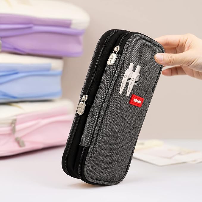 Large Capacity Pencil Case, Expandable Stationery Bag with Zipper compartments, Aesthetic Pencil Case Pouch for Office College School Students Teen Girls Boys