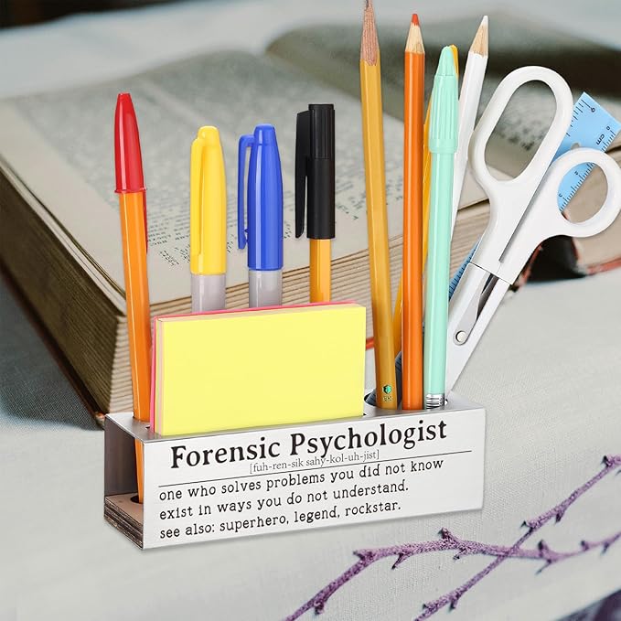 Forensic Psychologist Appreciation Gift, Office Desk Decor for Criminal Psychologists, Behavioral Analysts, Mental Health Experts Career Recognition Gift, Funny Office Pencil Holder for Desk SD275