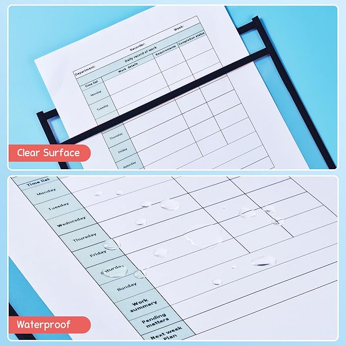 Gamenote Dry Erase Pockets 30 Pack with Rings, Oversized Reusable Plastic Sleeves Shop Job Ticket Holders Sheet Protectors Teacher Supplies Organization for Classroom Must Have, 10x14 Inches (Black)