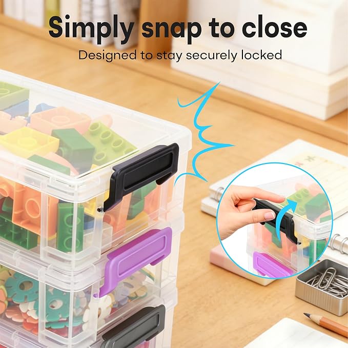 Large Plastic Clear Hart Pencil Box Case For Crayons, Markers, Art Supplies | Hard Pen Case Box With Secure Lid,Stackable Kids Boy Girls Storage Organizer Box For School Classroom Office,Purple