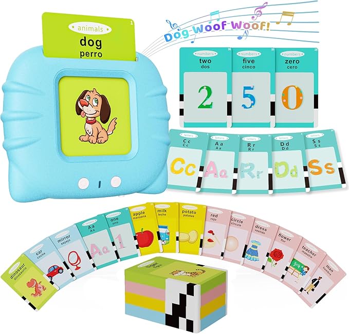Aullsaty Toddler Toys Bilingual English and Spanish Talking Flash Cards for 1 2 3 4 5 6 Year Old Boys and Girls, Autism Sensory Toys for Autistic Children, Learning Educational Speech 250 Sight Words