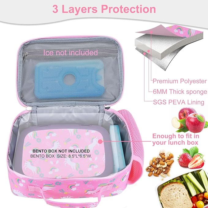 RHCPFOVR Kids Lunch Bag - Insulated Lunch Box for Boys Girls,Washable Lunch Bag and Reusable Toddler Leak-proof Lunchbox for School and Daycare