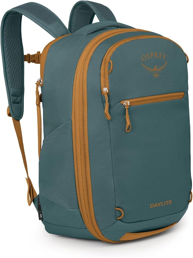 Osprey Daylite Expandable Travel Pack 26+6 Torrent Blue-Barley, Blue OS | travel backpack, carry on bag, laptop sleeve, personal item, Blue color, OS size