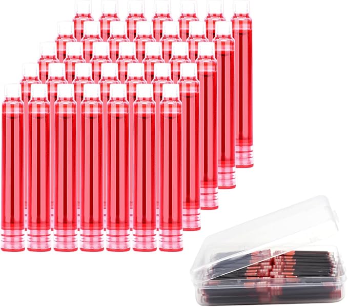 35 Pieces Ink Cartridges for Fountain Pen with Storage Box, 3.4 mm Bore Diameter, Red
