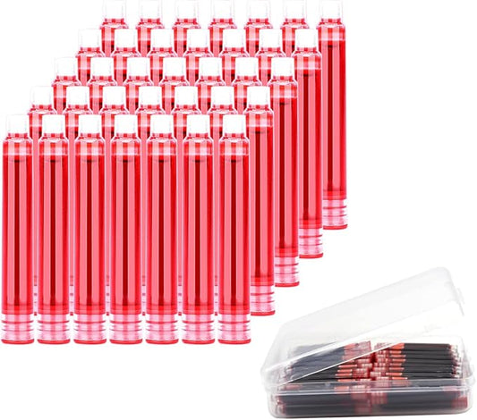 35 Pieces Ink Cartridges for Fountain Pen with Storage Box, 3.4 mm Bore Diameter, Red