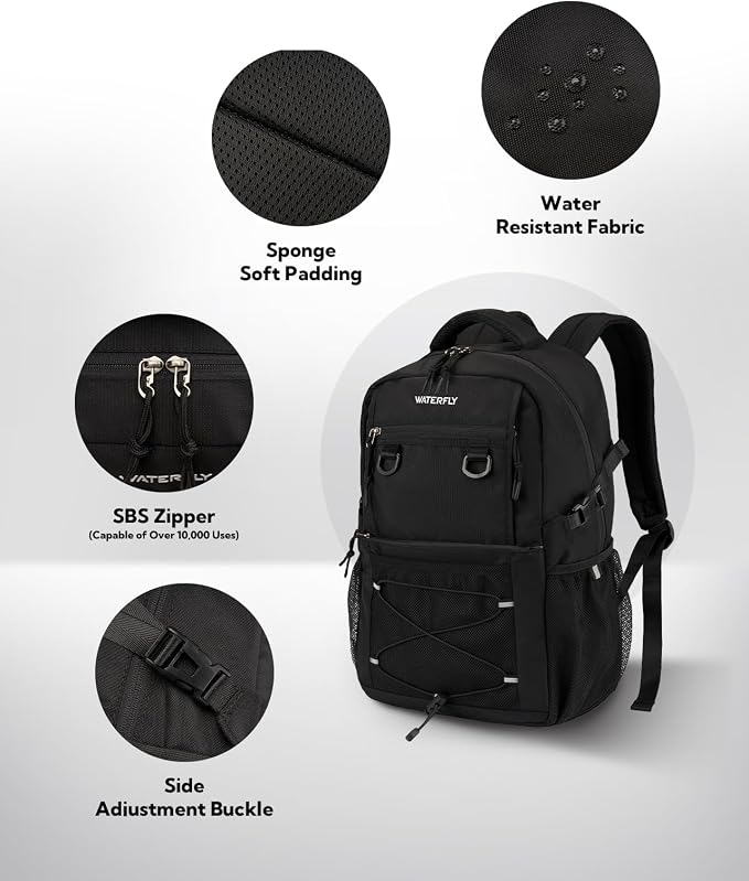 WATERFLY Travel Hiking Casual Backpack: 22L Lightweight Everyday Outdoor City Daypack College Bookbag for Women Men