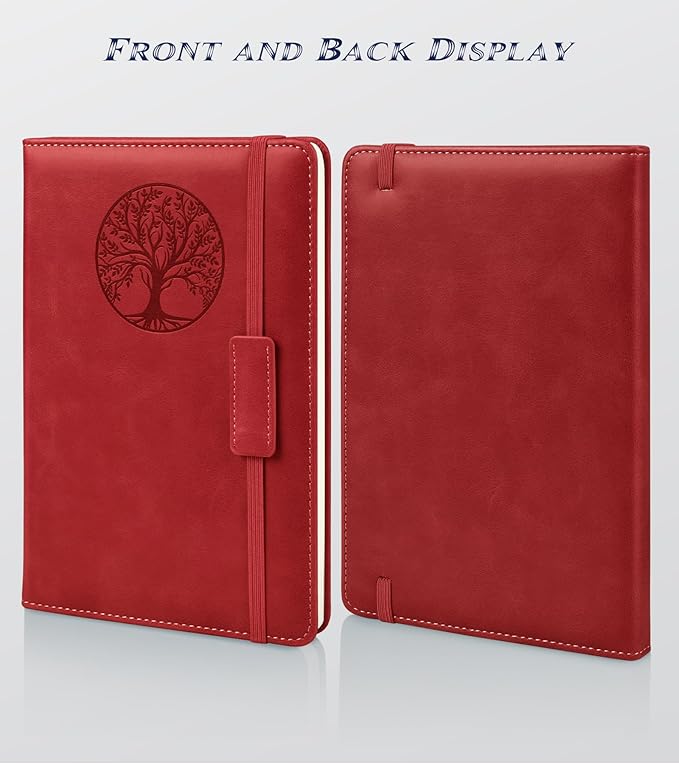 Biuwory Blank Journal Notebook for Women Men, Hardcover Leather Sketchbook 5.7"×8.3", 140 Pages Unlined Sketch book for Drawing, Writing, Travel, School & Work,Journaling Notebooks(Winered)
