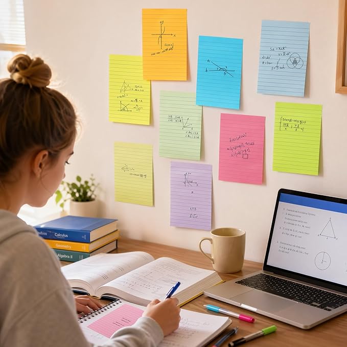 (18 Pads) Lined Sticky Notes 4x6 in Post, Large Notepads with Lines, Pastel Colors Self- Stick Note Pad it, Strong Adhesive, Post on Windows, Doors, Easy to Write for Office, Home, School