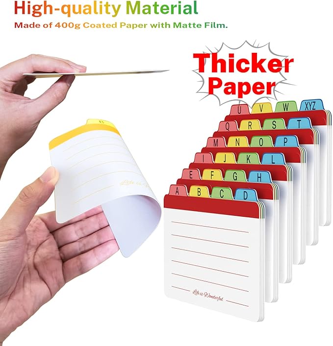 Neando 4 x 6 inches Index Card Dividers, Alphabetical Tabbed Index Cards Guides, Colored Note Cards, File and Recipe Guides with Alphabetical Tabs, Assorted Colors, 24 Counts, A-Z Guide