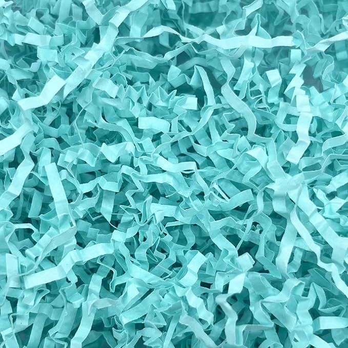 3LB Aqua Cyan Crinkle Cut Paper Shred Filler, Paper Shreds for Basket Fillers, Birthday, Gift Wrapping, Anniversary, Wedding, Halloween Thanksgiving, Christmas Gift Decor Party Filler