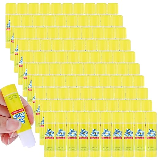 Washable Glue Sticks, 100 Pcs, 0.32 oz, White, Bulk Pack for Crafts, Home, School, Scrapbooking
