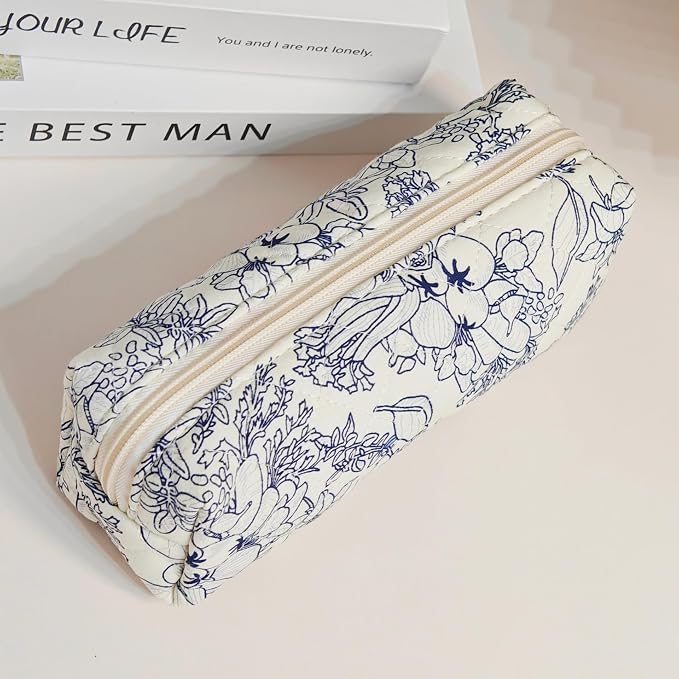Carry bloom Pencil Pouch Cute Pencil Case for Girls Aesthetic Pencil Bag with Zipper Pen Cases School Supplies Makeup Bag