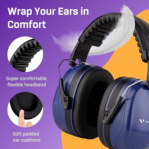 Vanderfields - Hearing Protection Ear Muffs - Over 35 dB (2K Hz) Broad Noise Cancelling Sound Reduction - Adults & Teens