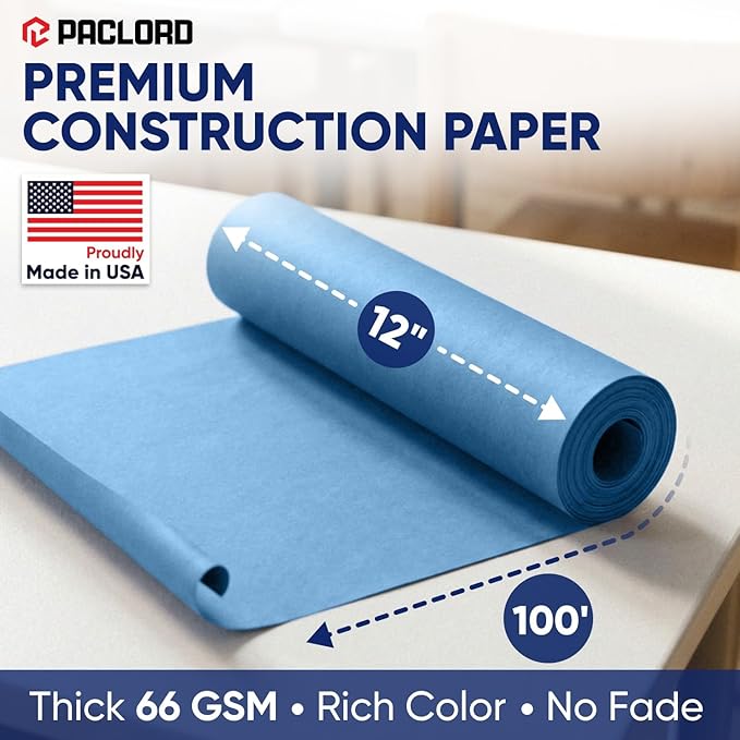 Dark Blue Construction Paper Roll 12" x 100 ft – Made in USA – 12" Bulletin Board Paper for Classroom & School, Teachers & Kids