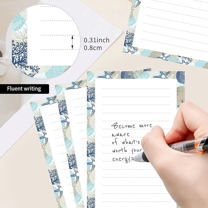 2 Pack Lined Sticky Notes 4x6 in, Cute Self-Stick Notepads with Lines, Large Memo Pads Strong Adhesive for Office, Home Cute Boho Seastars
