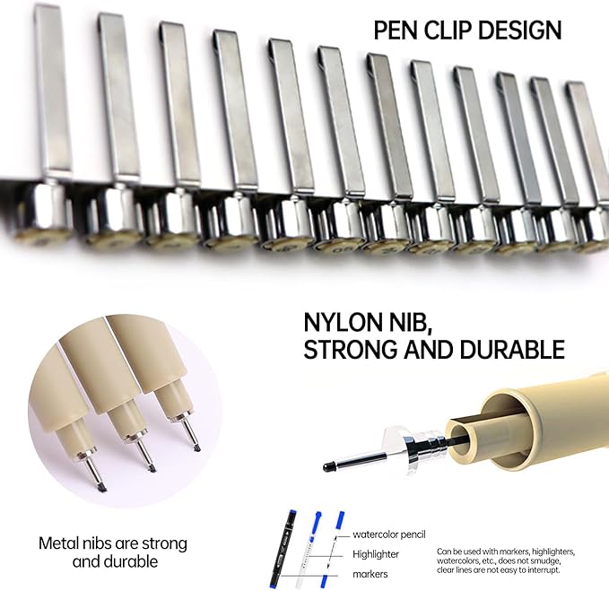 Micron Pen Set,Fineliner Pens Fine Liner Pen,Micro Pens for Drawing Sketching Journaling Writing(7 PCS)