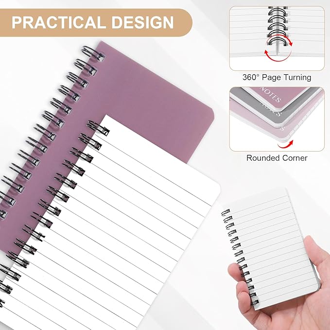 Thboxes 8 Pack Pocket Notebook, 3x5 Small Spiral Notebooks with 60 Sheets/120 Lined Pages Small Notebook Spiral Notepads Mini Note Pads Notebooks for School Office
