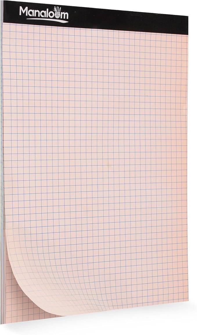 Graph Paper Pad 8.5 x 11 Inch - 3 Pack, 50 Sheets Each (150 Sheets Total) 4x4 Quad Ruled/Grid Notebook, 75 GSM Paper, 5 Colored Pages, Perforated Sheets - for Students,School, Math & STEM (Pastel)
