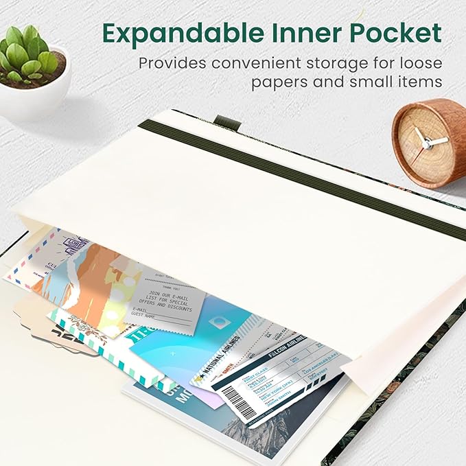 Taja Pretty Lined Journal for Women, Aesthetic Cute Hardcover Leather Journal for Writing, A5 College Ruled Notebook for Work & Note Taking, Perfect for Office School Home, 160 Pages, Enchanted Grove