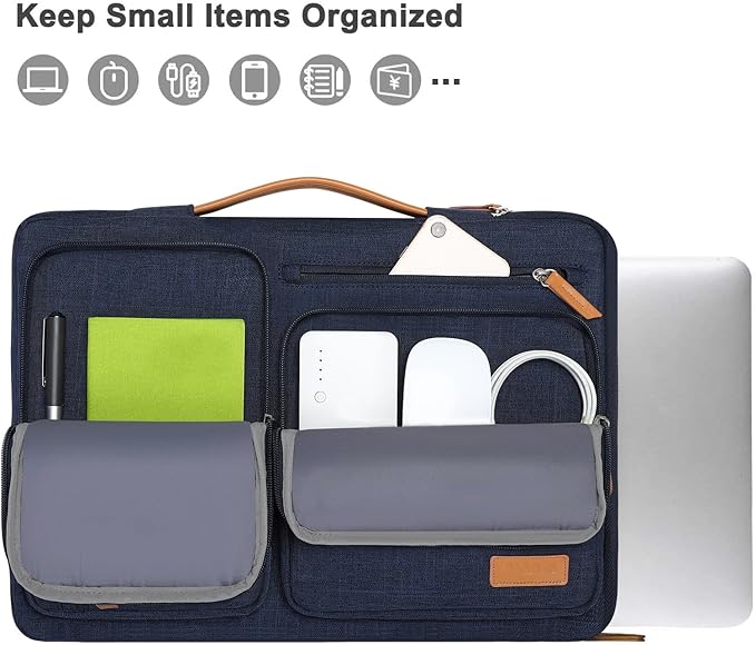 MOSISO 360 Protective Laptop Case 13 inch, 13 inch Laptop Sleeve Compatible with MacBook Air M4 M3 M2 M1 2025-2018/Pro M2 M1 2025-2016, Side Open Carrying Case with 4 Zipper Pockets&Handle, Navy Blue