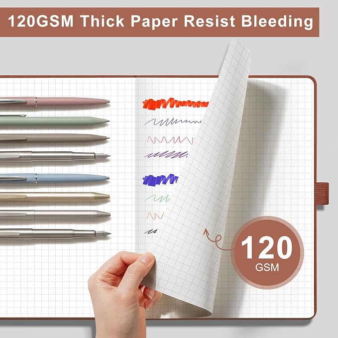 AHGXG Graph Grid Paper Notebook, 160 Pages, A5 Medium Size (5.7'' x 8.3'')