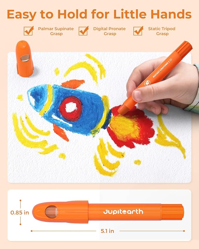 JUPITEARTH 24 Colors Twist Crayons for Toddlers 1-3, Non-Toxic Washable Crayons for Ages 4-8 with Storage Bucket, Ultra-Silky and Easy to Hold Art Supplies, Ideal Christmas Gift for Boys and Girls