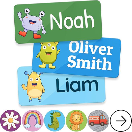 TagBuddy® Personalized Daycare Name Labels for Kids [210pcs] - Waterproof Name Stickers for School, Baby Bottles & Clothing - Custom Name Stickers - Washable Stick On Labels (1.2”x0.5”)