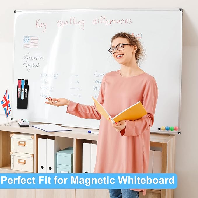 KITANIS Magnetic Pen Holder,2 Pack Magnetic Dry Erase Marker Holder with Generous Compartments,Strong Magnet Storage Marker Pen Pencil Organizer for Refrigerator,Whiteboard,Locker Accessories