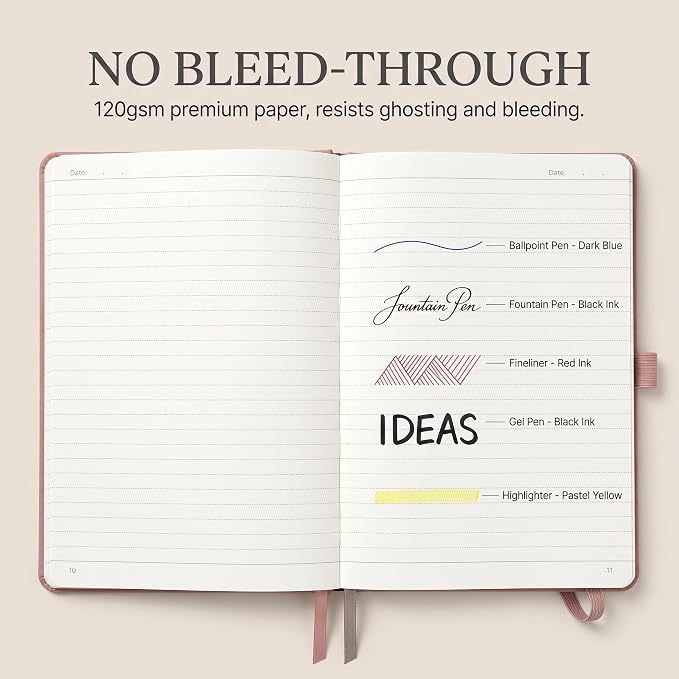 AHGXG Lined Journal Notebook, 160 Numbered Pages, A5 Size (5.7'' x 8.3'')