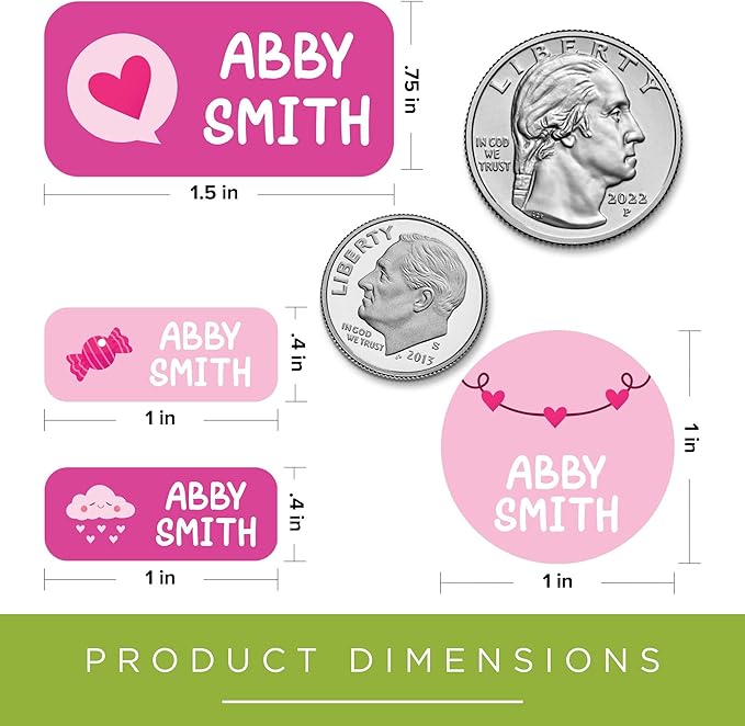 Personalized Daycare Name Labels for Kids, (130 Pack) Waterproof Custom Name Stickers for Clothing Tags, Lunch Boxes and School Supplies, Made in USA by MSC -Love