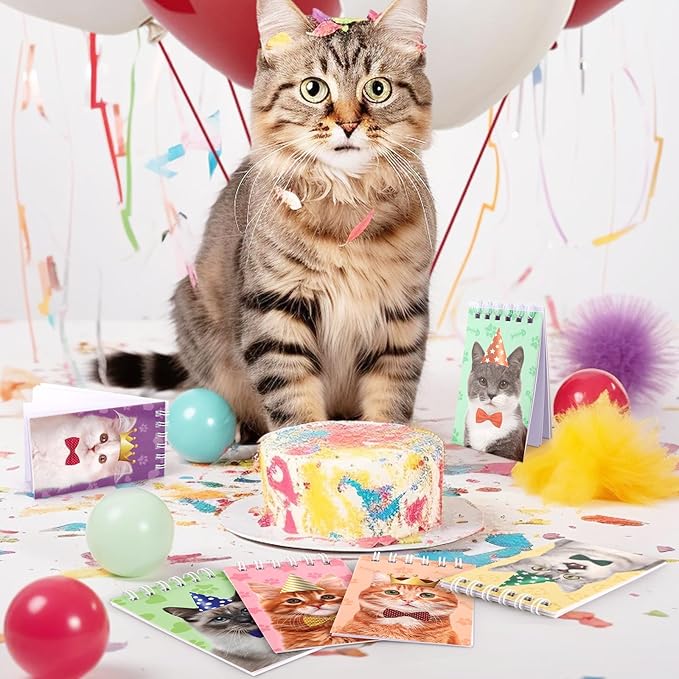 Hooqict 24 Pack Small Pocket Notebook Bulk Mini Notebooks for Cat Party Favors Mini Spiral Notepads Cute Memo Pads for Goodie Bag Stuffers, Pinata Fillers