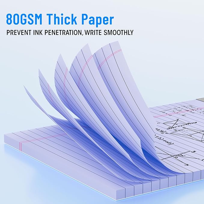 6 Packs Legal Pads 8.5 x 11 Inch, 30Sheets/Pack, College Ruled & Perforated Colored Writing Pads, Pads of Paper 8.5 x 11, Lined Note Pads with Sturdy Backing for Office, Business & School Supplies