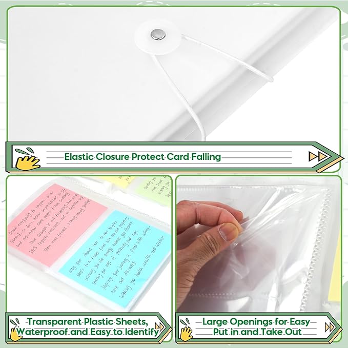 SHANGRLA 4x6 Index Card Holder Binder with Clear Sleeves,Card Organizer for Recipe Card, Flash Card and Note Card,Holds 200 Indexcards, Flashcard Notecard Storage Booklet