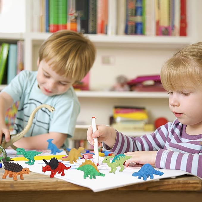 Cllayees 72 Pcs Animal Erasers for Kids, Dinosaur 3D Puzzle Eraser Bulk, Mini Dinosaur Toys, Desk Pets for Students, Classroom Prizes, Party Favors