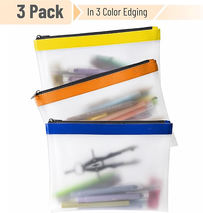Mr. Pen- Clear Pencil Pouch, 3 Pack, Durable TPU Material, Large Water-Resistant Pencil Bags with Smooth Zipper, Multipurpose Clear Pouch for Stationery, School, Office, Travel Supplies