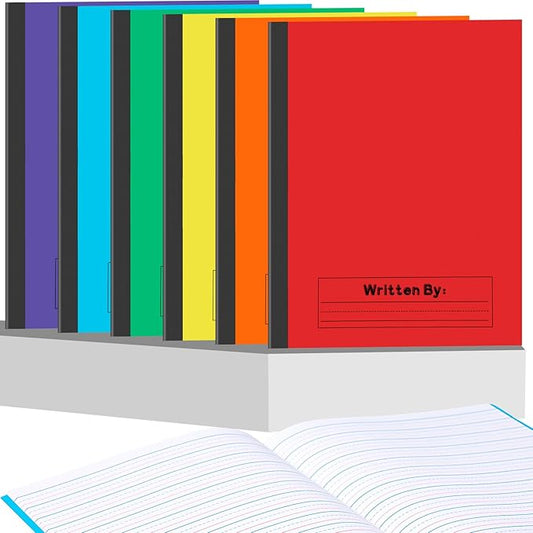 Henoyso 12 Pcs Primary Composition Notebook K-2, Wide Ruled 9.75" x 7.5" Journals, 60 Pages, Writing & Handwriting Practice for Kindergarten, 1st & 2nd Grade, Back to School Supplies (Stylish Color)