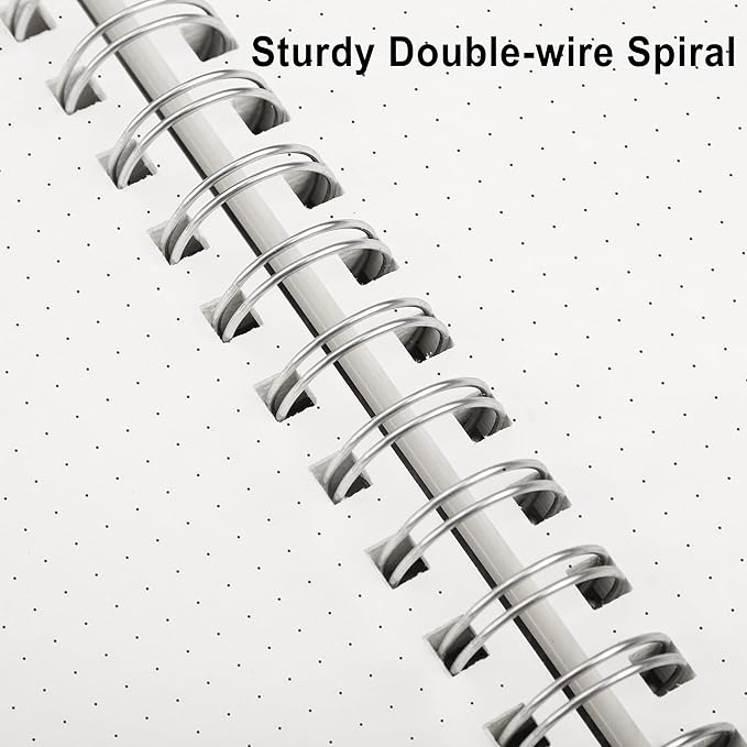 RETTACY Dotted Journal Notebook, 300 Pages, A5 Medium Size (5.7'' × 8.2''), 100 GSM Thick Paper, Flexible Plastic Cover, Spiral-bound, for Journaling, Planning, Tracking (Lilac)