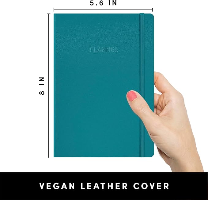 PAPERAGE Undated Weekly & Monthly Hardcover Planner (Turquoise), 5.6 in x 8 in, Includes Lined Note Pages & 2 Sticker Sheets