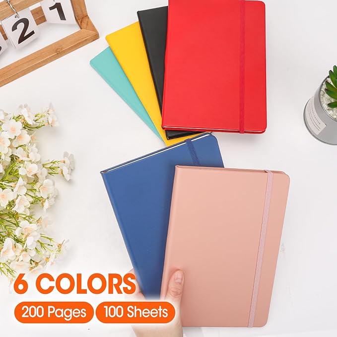 24 Pack Lined Journal Notebook for Work, 200 Pages, Medium 5.5" x 8.3", A5 College Ruled Notebook, 6 Colors, Hardcover Journaling Notebooks for Writing, Note Taking