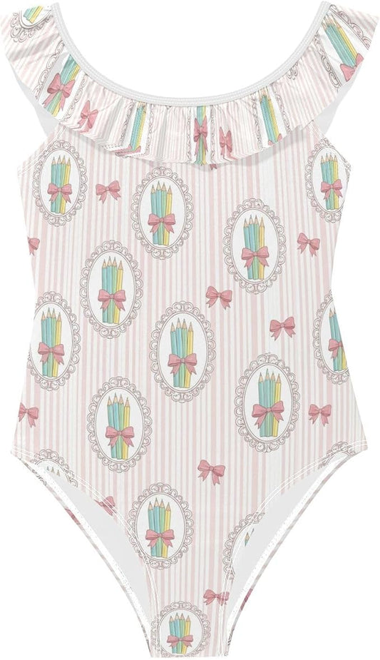 QUGRL Girls One Piece Swimsuit Toddler Ruffle Swimwear Summer Cute Kids Bathing Suit for Beach Pool 3T-6Y