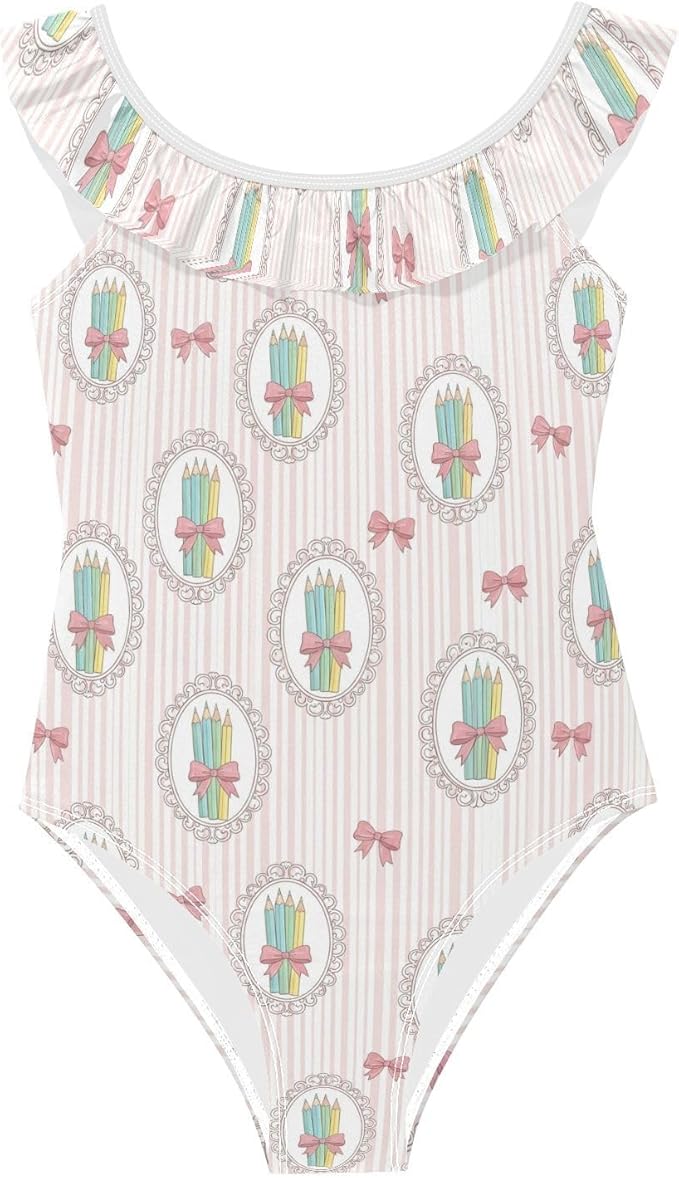 QUGRL Girls One Piece Swimsuit Toddler Ruffle Swimwear Summer Cute Kids Bathing Suit for Beach Pool 3T-6Y